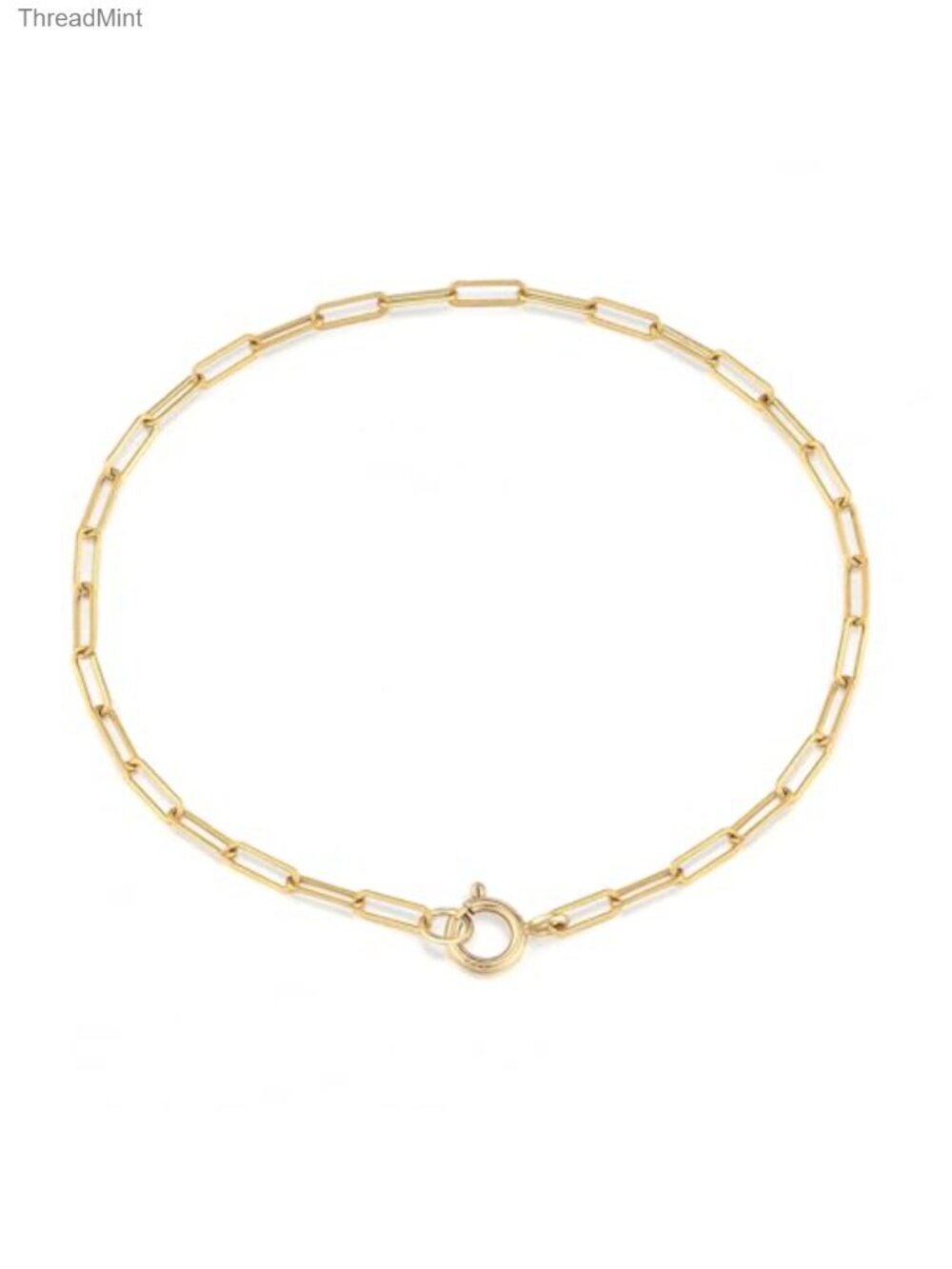 14K Gold Paperclip Link Bracelet Layering Dainty Minimalist 2mm Chain